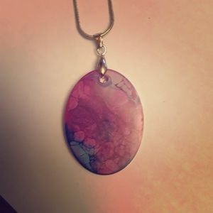 Cloud like resin purple and blue necklace